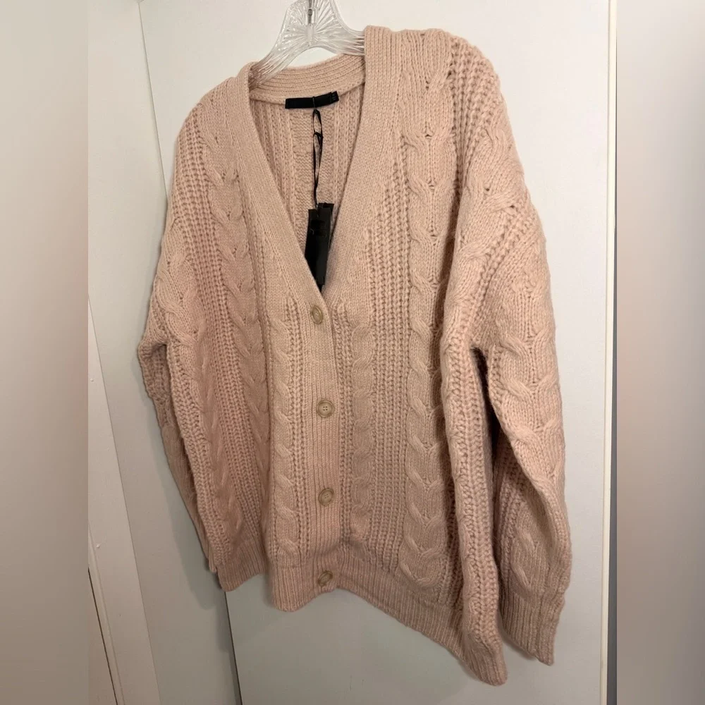 Jenni Kayne NWT Cable Cocoon Cardigan Pink Blush Size XS - Picture 3 of 15